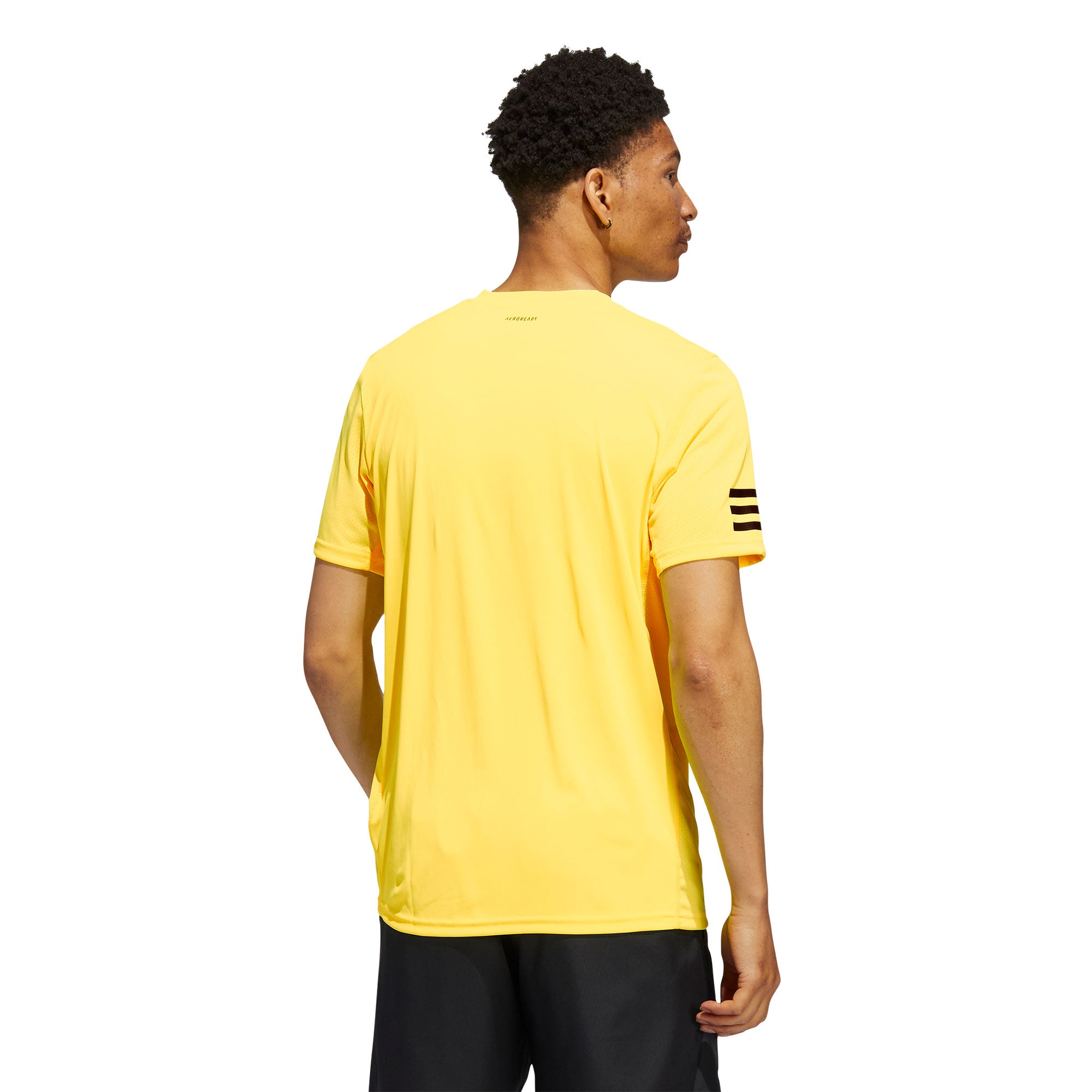 Adidas, Adidas Club 3 Stripes Beam Yellow Mens Tennis Shirt