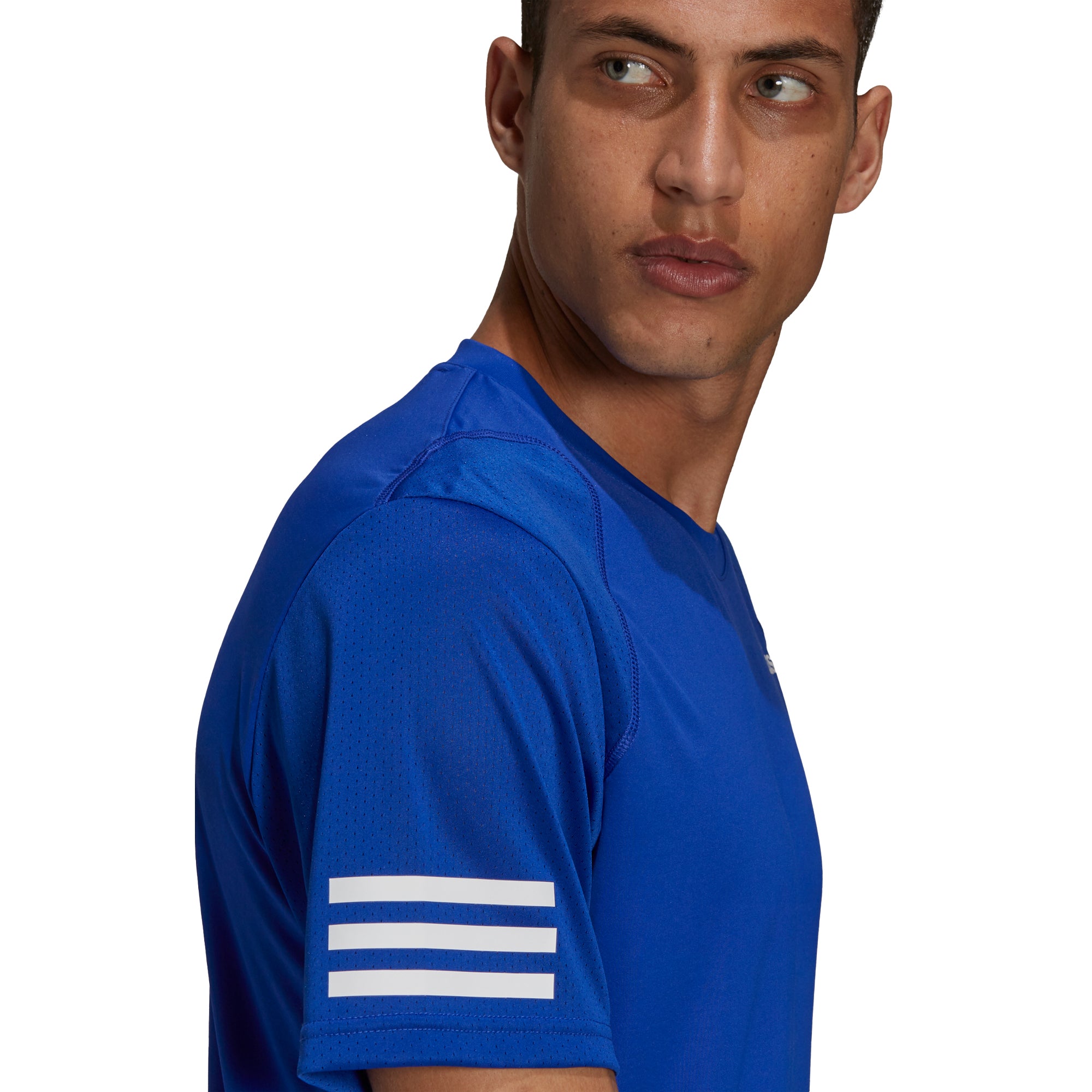 Adidas, Adidas Club 3 Stripes Bold Blue Mens Tennis Shirt