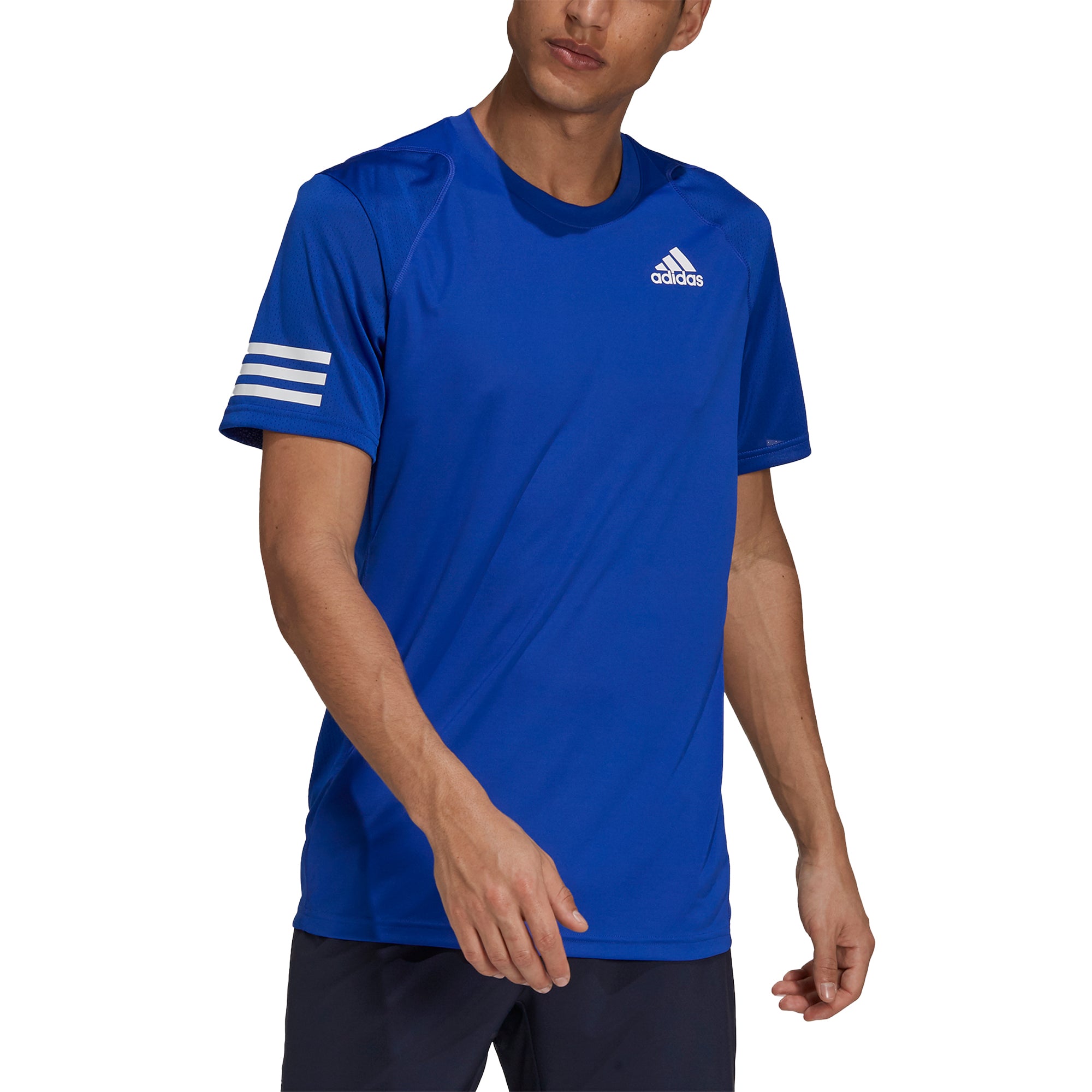 Adidas, Adidas Club 3 Stripes Bold Blue Mens Tennis Shirt