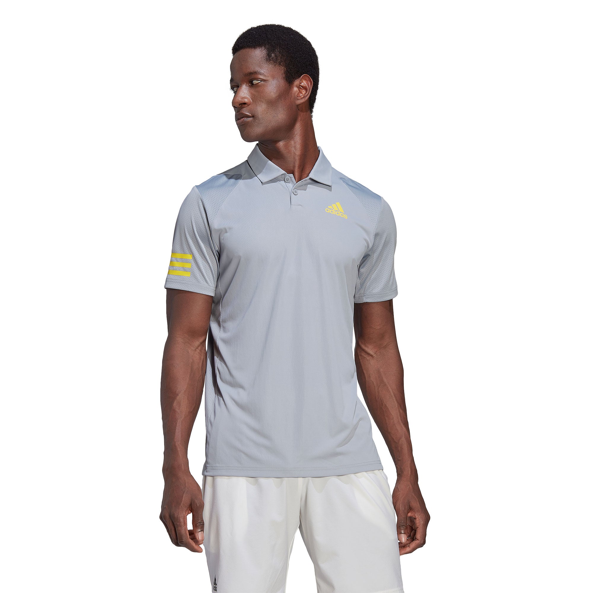 Adidas, Adidas Club 3 Stripes Halo Silver Mens Tennis Polo