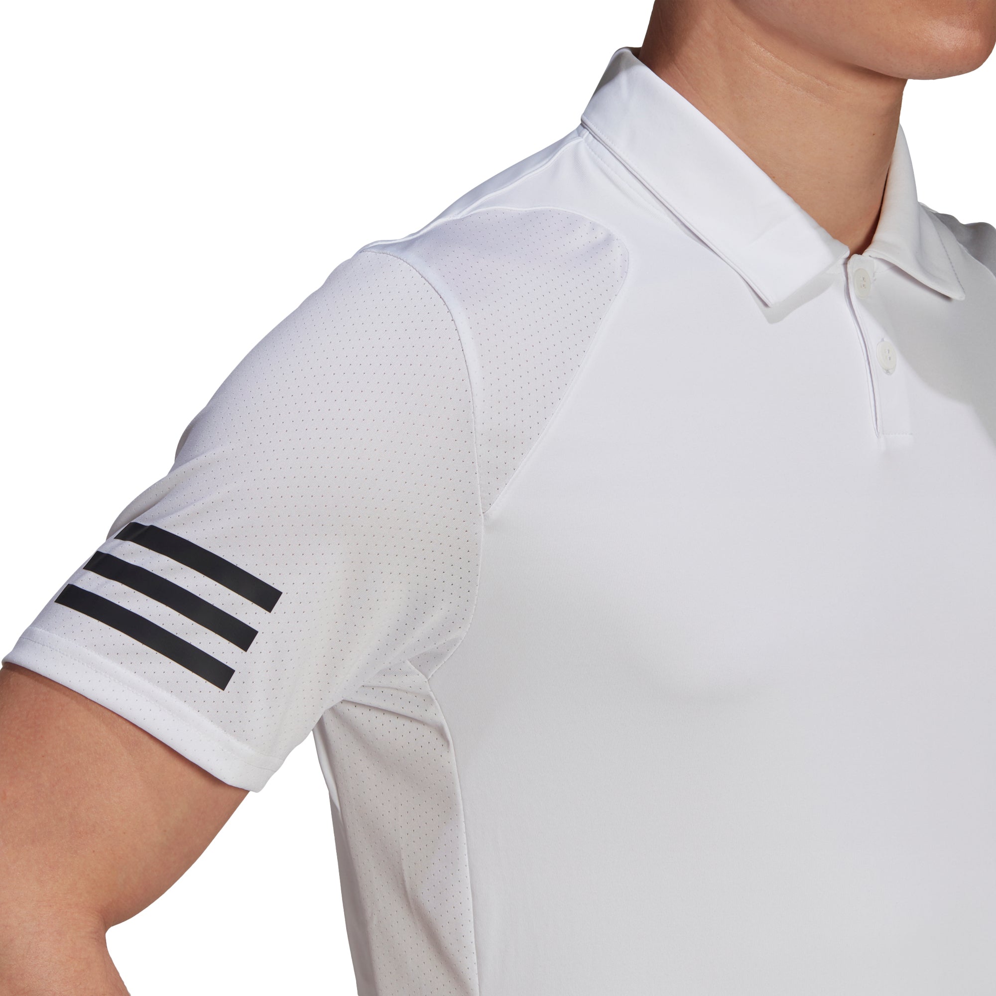 Adidas, Adidas Club 3 Stripes White-Black Mens Tennis Polo