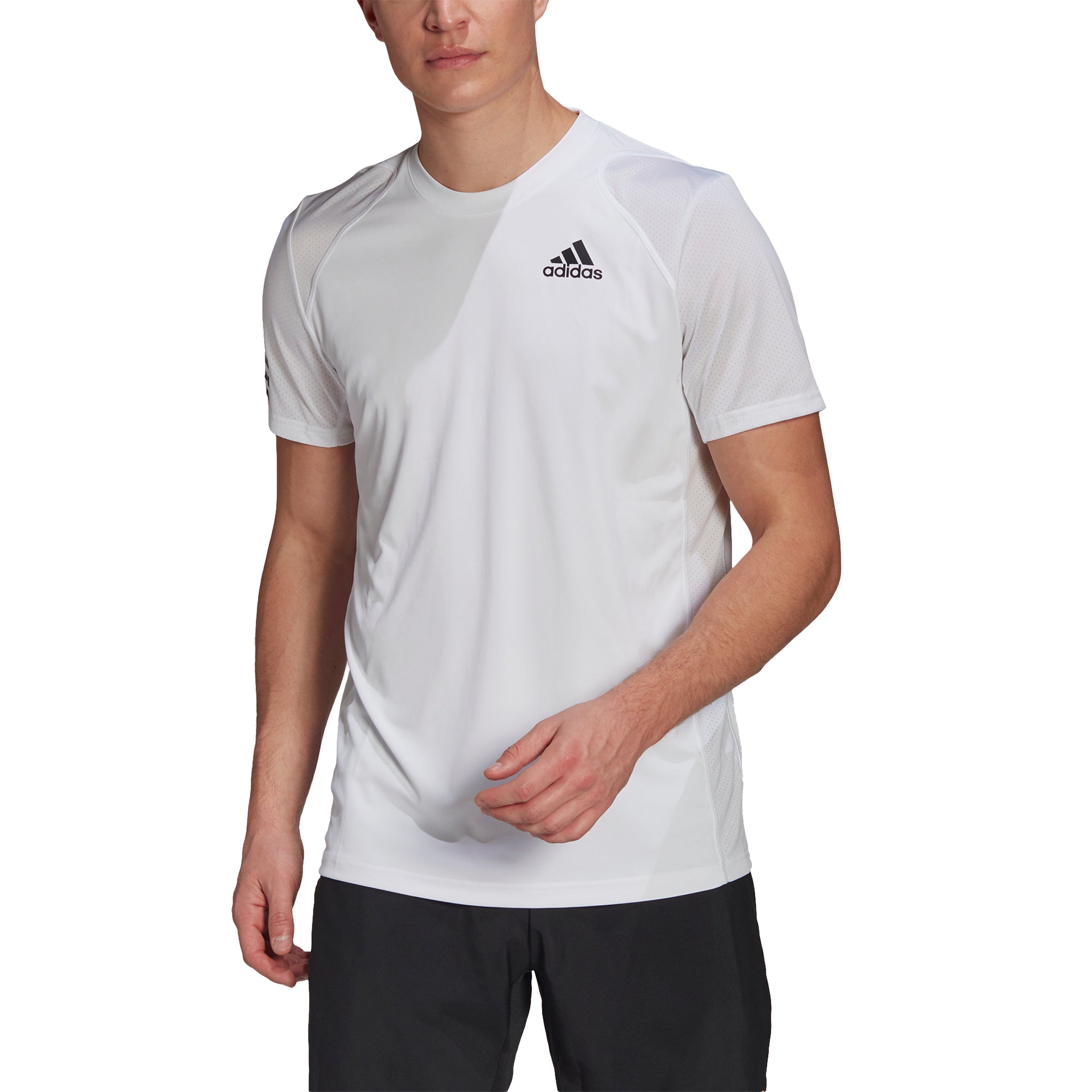 Adidas, Adidas Club 3 Stripes White-Black Mens Tennis Shirt