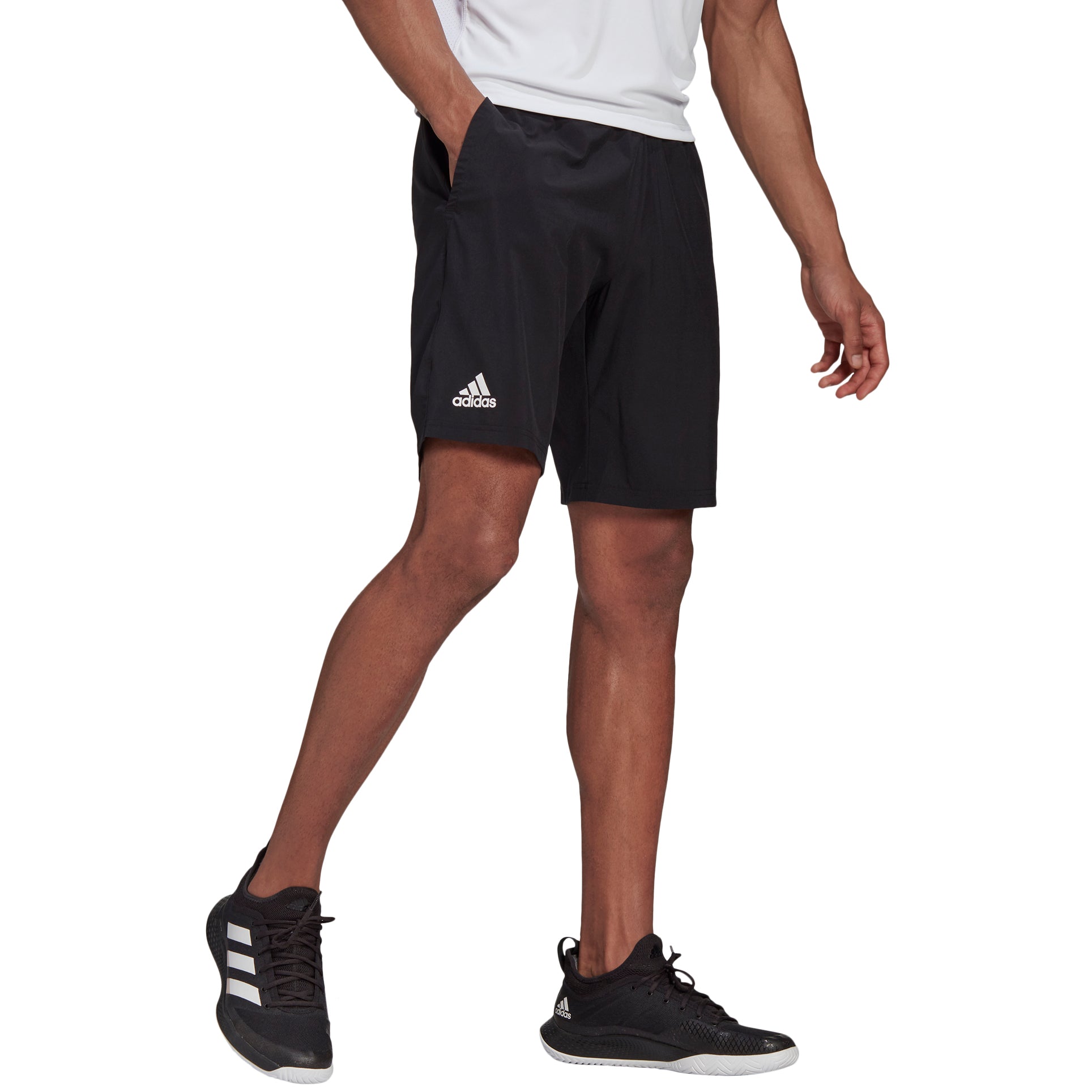 Adidas, Adidas Club Stretch Woven Black-White 7in Mens Tennis Shorts