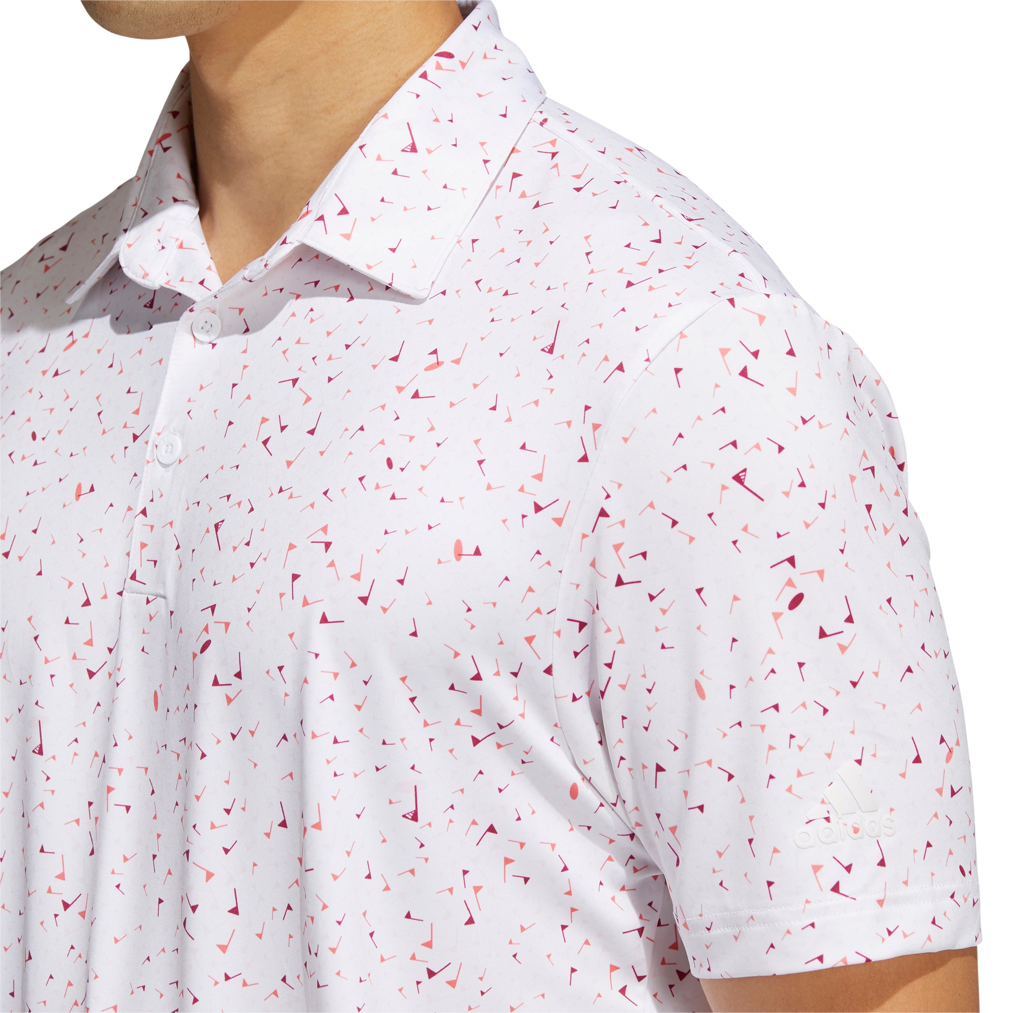 Adidas Golf, Adidas Flag-Print Pink Mens Golf Polo