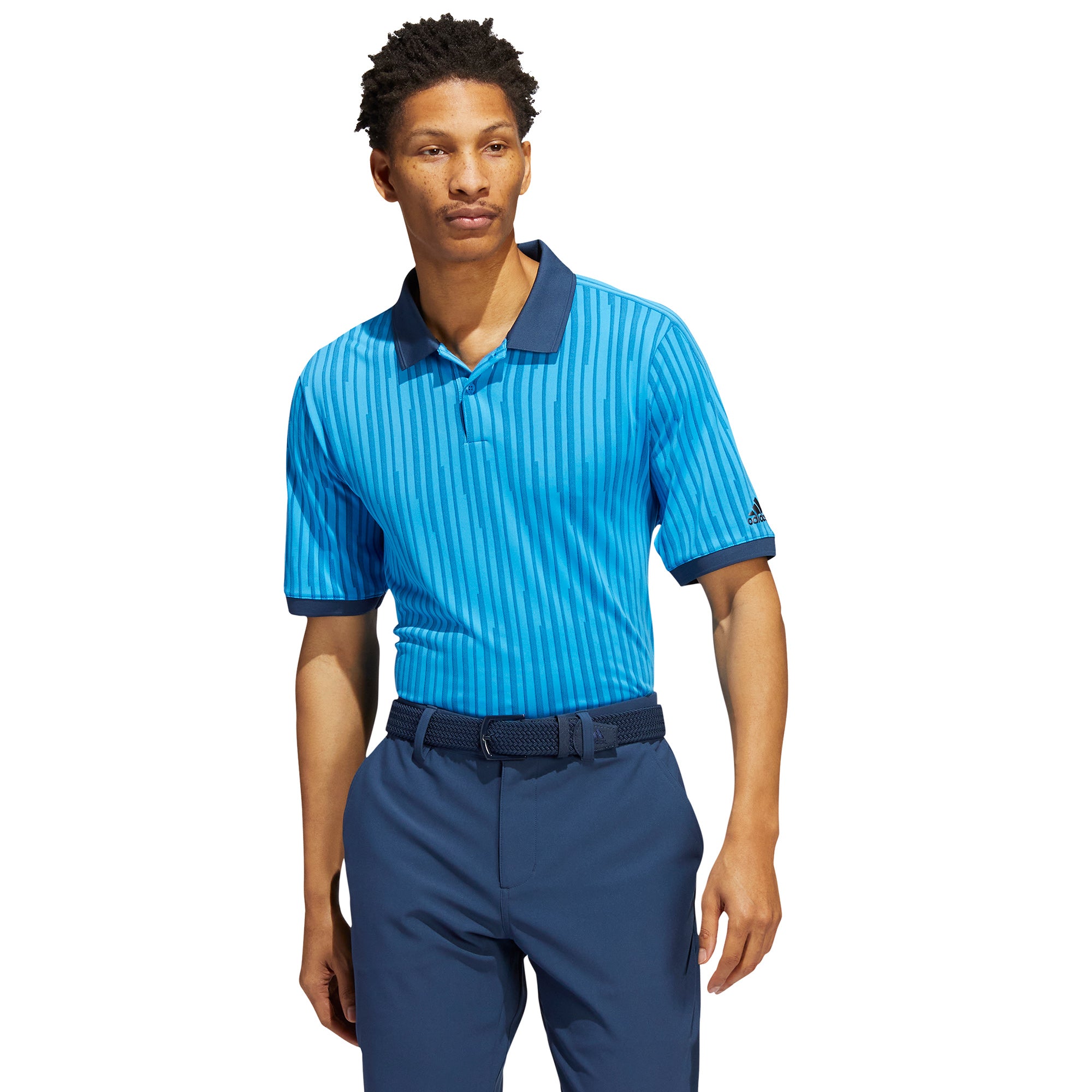 Adidas Golf, Adidas Jacquard HEAT.RDY Blue Rush Mens Golf Polo