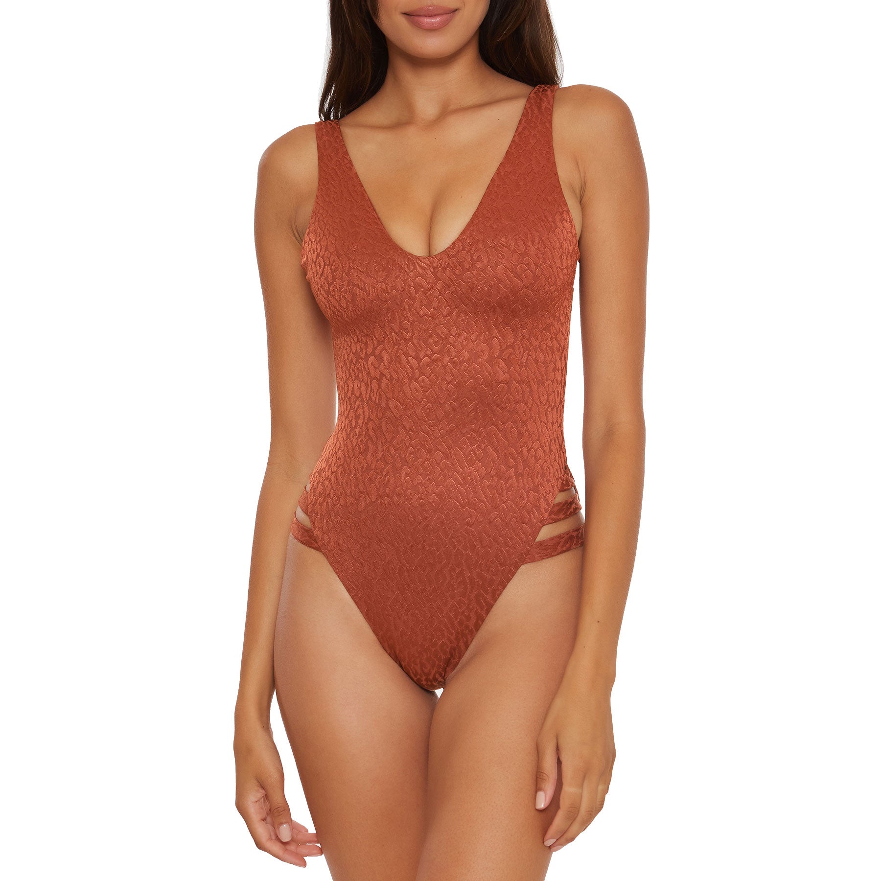 Becca, Becca Bronzed Plunge One Piece Womens Swimsuit