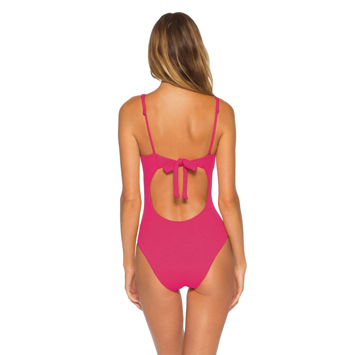 Becca, Becca Fine Line Asymmetrical Raspberry One Piece Womens Swimsuit