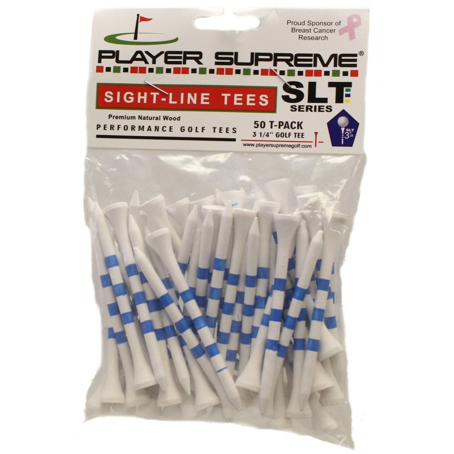 Jp Lann, JP Lann Player Supreme Sightline System 3.25in Golf Tees - 50 Pack Blue