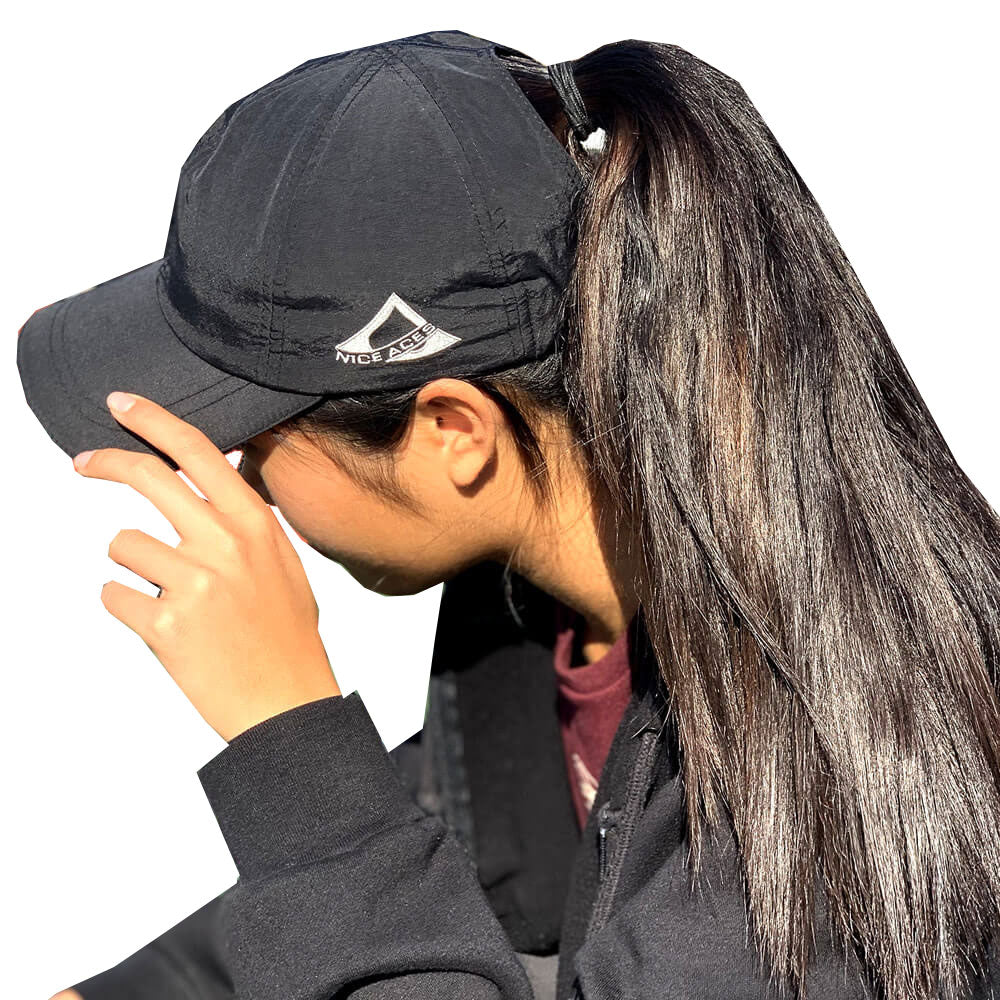 Niceaces, NiceAces Adjustable Black Ponytail Hat